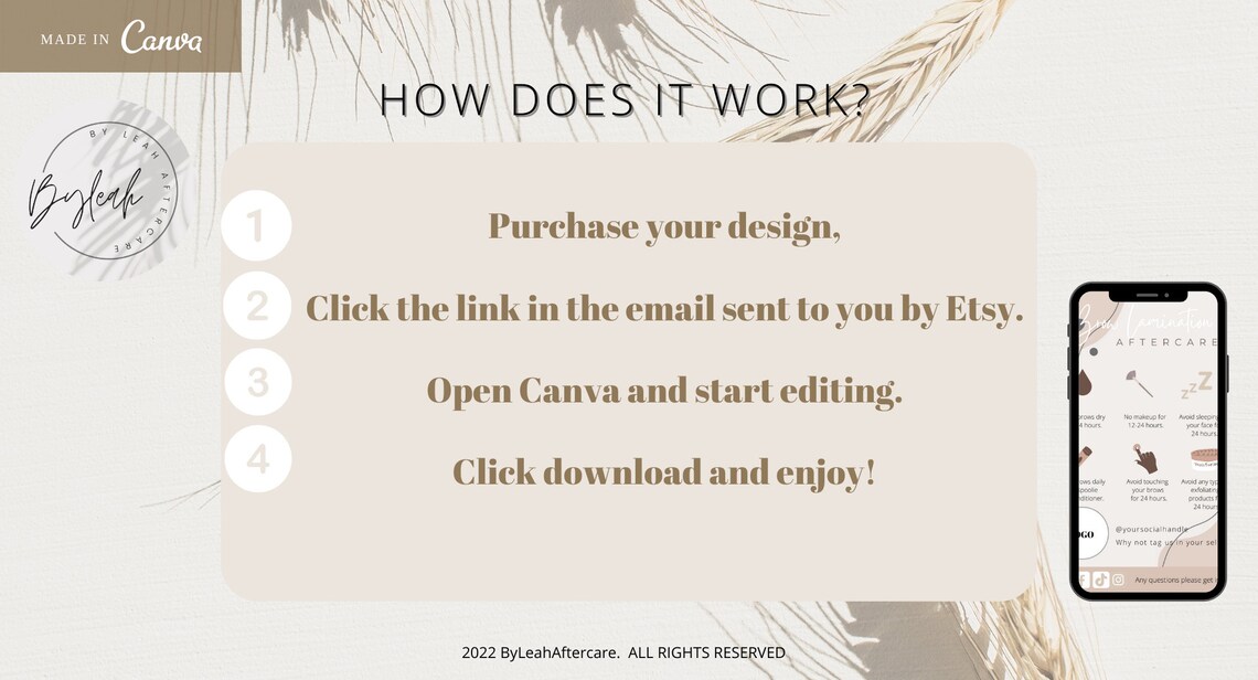 Editable Brow Lamination Aftercare Cards Aftercare Beauty Etsy