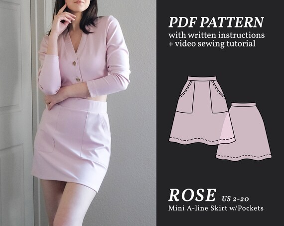 ROSE Mini Knit Skirt Digital Sewing Pattern US 2-20 PDF | Etsy