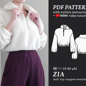 ZIA Zip Sweater Digital Sewing Pattern XS-4XL PDF Sewing Pattern for Beginners Instant download Instructional Booklet