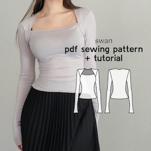 Swan Bolero Top PDF Sewing Pattern - US Sizes 2-20 - PDF Instant Download with Instructions & Video Tutorial