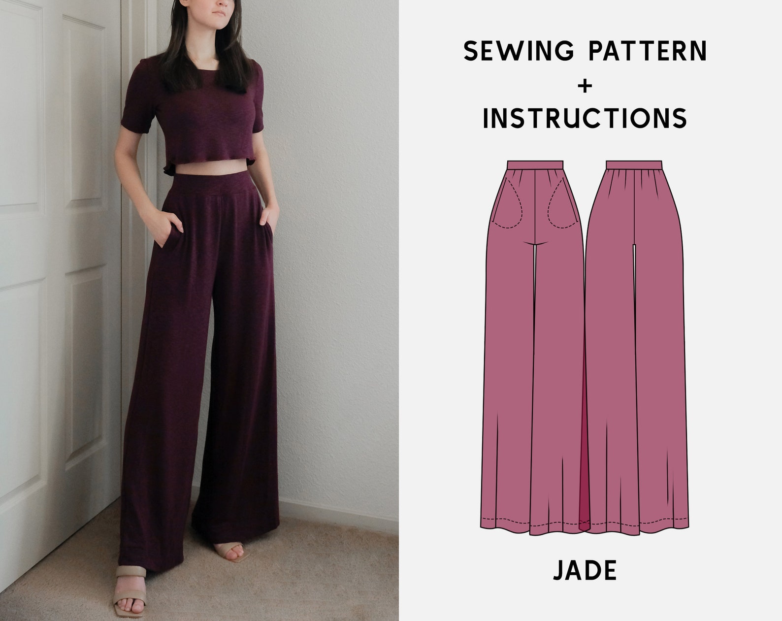 JADE Knit Wide-leg Pants Digital Sewing Pattern XS-4XL PDF - Etsy