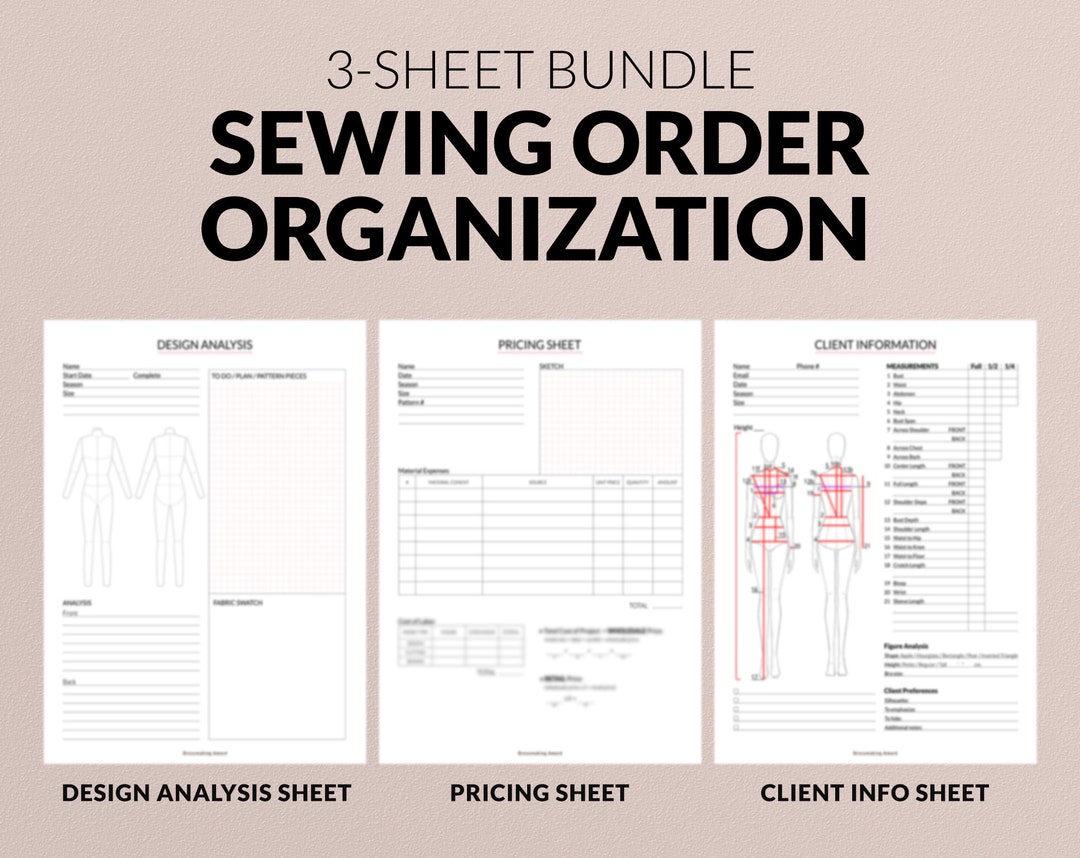 Sewing Planner Printable for Sewing Order Organizational 3-sheet Bundle ...