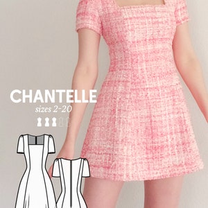 CHANTELLE Square-Neck Tweed Dress Digital sewing pattern 2-20 PDF Sewing Pattern for Beginners Instant download, Instruction E-book & Video image 5