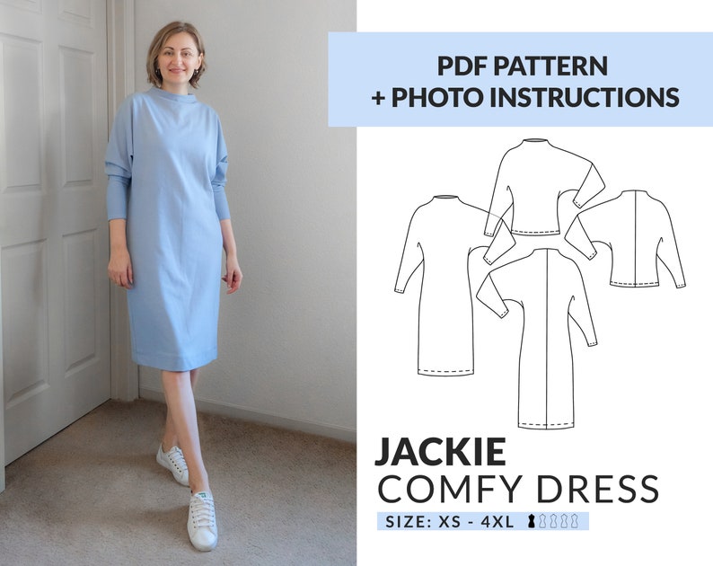 Comfy Dress Digital PDF Sewing Pattern for Beginners Sizes XS - Etsy