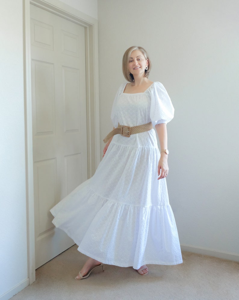 Maxi Boho Dress Pattern ELOWEN Puff Sleeves Dress Digital Pattern Sizes XS-4XL Instructions & Video Tutorial, PDF Sewing Pattern image 3