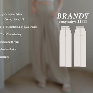 PDF Sewing Pattern of Wide Leg High Waisted Pants, Brandy Digital Pattern Sizes XS-2XL Instructions & Video Tutorial, Instant Download image 5