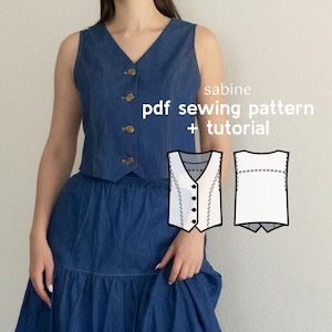 Sabine Semi-Fit Vest Sewing Pattern: Women&#39;s Sizes 2-20 (PDF Download)