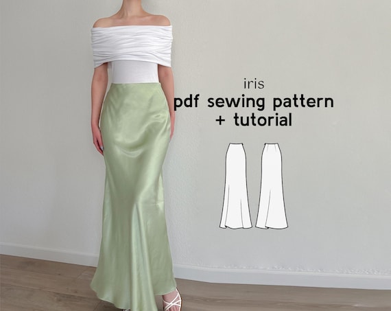 Iris Bias Silk Skirt Sewing Pattern: A-line, US Sizes 2-20 (PDF Download) -  Etsy