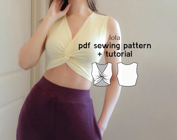 Lola Twist Knit Crop Top Sewing Pattern (PDF Download)