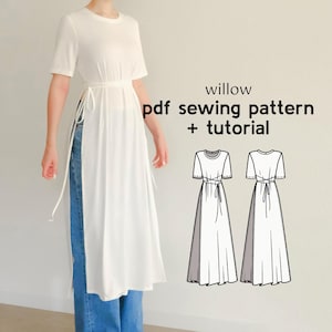 Patrón de costura para vestido camiseta Willow con aberturas (Descargar PDF)