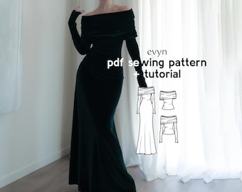 Off-Shoulder Drape Top/Dress Sewing Pattern: Evyn Design (PDF Pattern)
