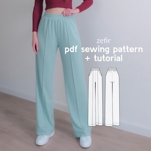 Zefir Straight Leg Pants PDF Sewing Pattern - US Sizes 2-20 - PDF Instant Download with Instructions & Video Tutorial