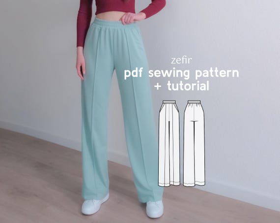 【PDF】straight pants Straight Leg Knit Pants Sewing Pattern (US 2-20) (PDF Download