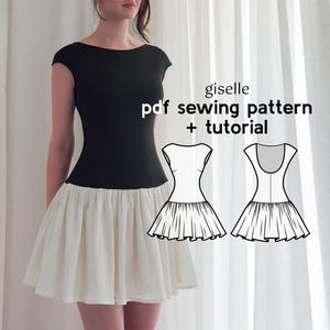 Giselle Drop Waist Dress Sewing Pattern: Fit & Flare, US Sizes 2-20 (PDF Download)