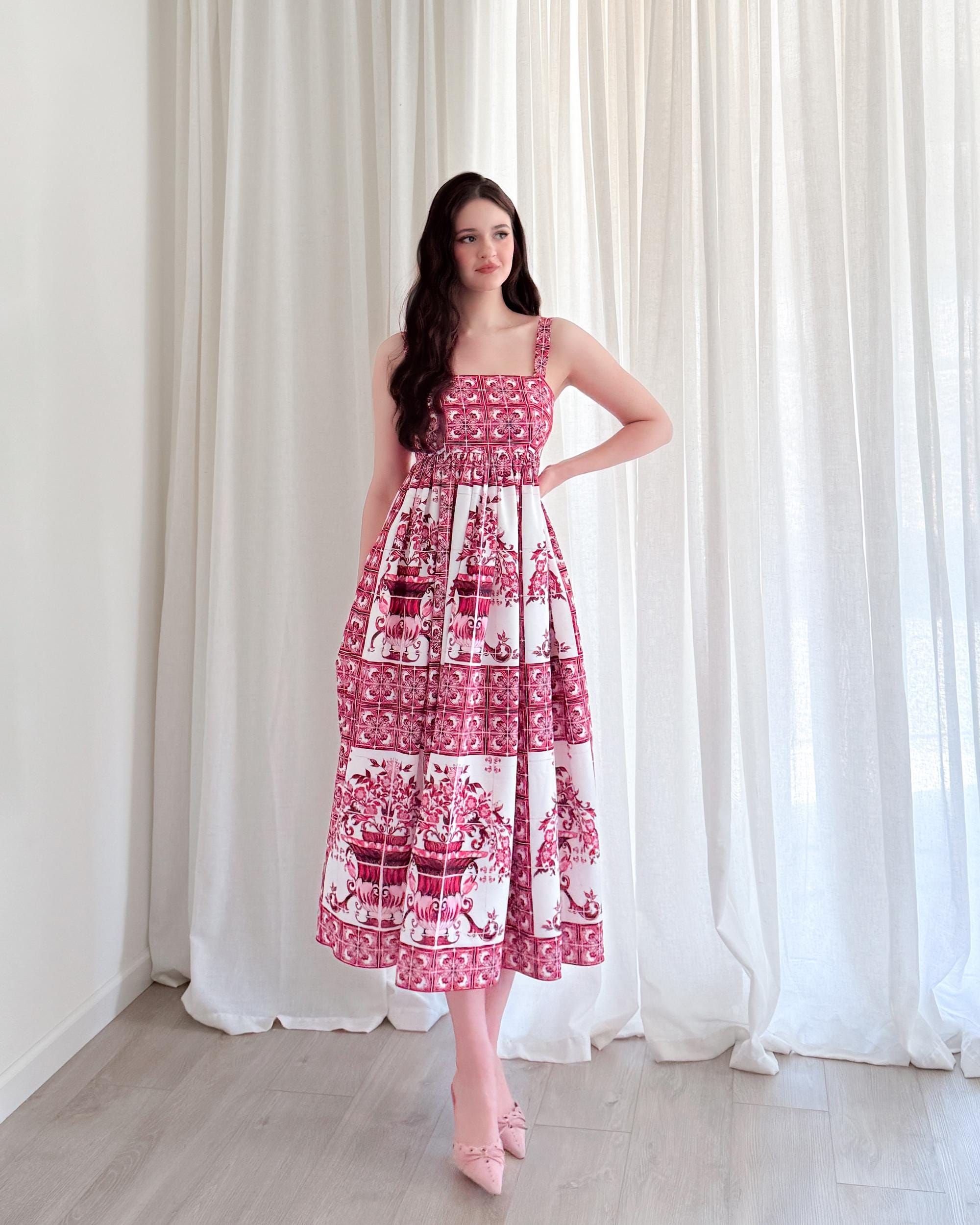 Cherry Midi Dress Sewing Pattern: Empire Waistline Dress (US Sizes