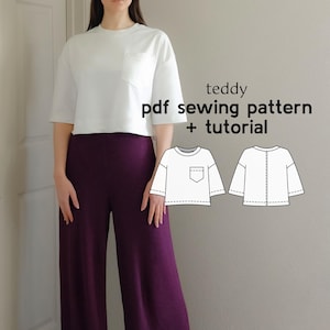Teddy Oversized T-Shirt PDF Sewing Pattern - US Sizes Xs-4Xl - PDF Instant Download with Instructions & Video Tutorial