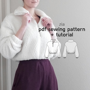 Zia Zip Up Sweater PDF Sewing Pattern - US Sizes Xs-4Xl - PDF Instant Download with Instructions & Video Tutorial