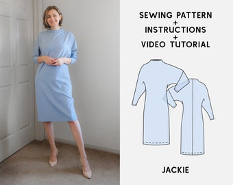 Comfy Dress Digital PDF Couture Pattern for Beginners, Sizes XS - 4XL, Downloadable Dress pattern A4/letter + A0+ Photo Instructions