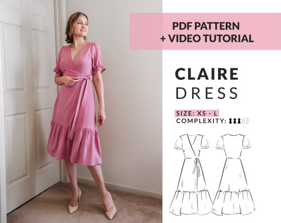 PDF Wrap Dress Sewing Pattern: Sizes XS L Pattern Workbook | Etsy