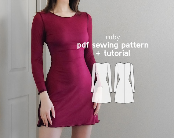 Ruby Fitted Knit Dress Sewing Pattern: Long Sleeve, US Sizes 2-20 (PDF  Pattern) - Etsy