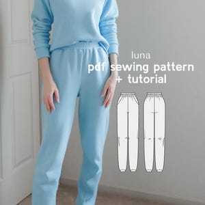 Luna High Waist Sweatpants Sewing Pattern: XS-4XL (PDF Download)