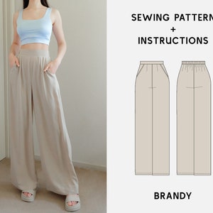 PDF Sewing Pattern of Wide Leg High Waisted Pants Brandy - Etsy