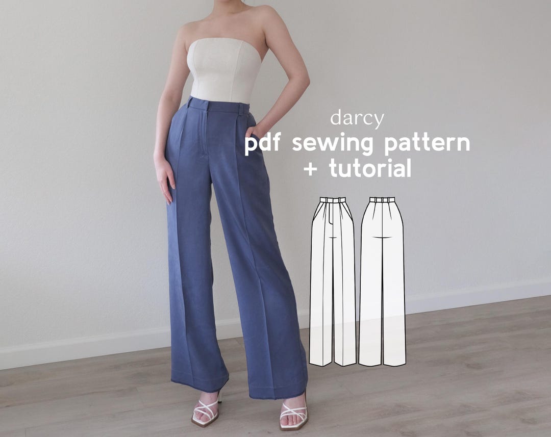 Darcy Straight Leg Pants PDF Sewing Pattern - US Sizes 2-20