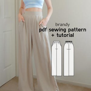 Brandy High-Waist Wide Leg Pants PDF Sewing Pattern - US Sizes Xs-2Xl - PDF Instant Download with Instructions & Video Tutorial