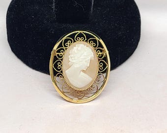 アンティーク カメオ ペンダント、カメオ ブローチ、ピンク