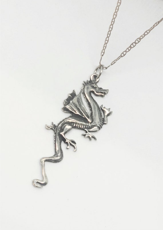 Dragon Sterling Silver Pendant Necklace Chain 18.… - image 5