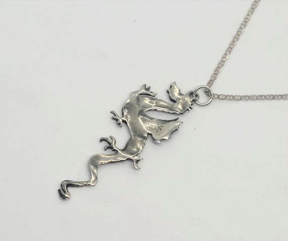 Dragon Sterling Silver Pendant Necklace Chain 18.… - image 3