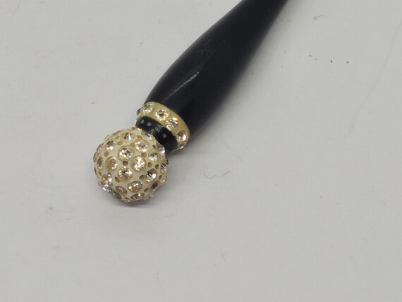 Antique Hat Pin Rhinestone Hatpin Black White - image 4