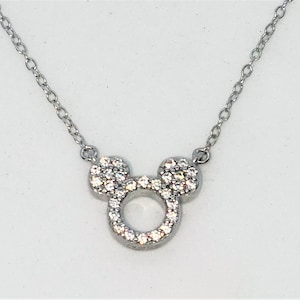 Micky Maus Sterling Silber Anhänger Halskette Disney 925 Zirkonia