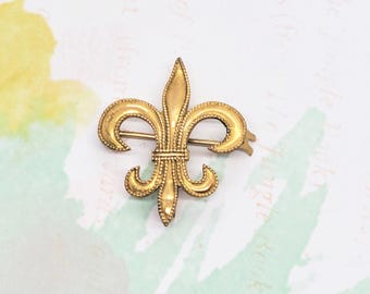 Locket Holder Pocket Watch Holder Fob Victorian Fleur De Lis Watch Pin Gold Filled