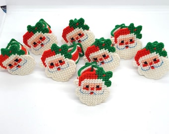 Santa Napkin Rings Needlepoint Yarn Christmas Table Decor