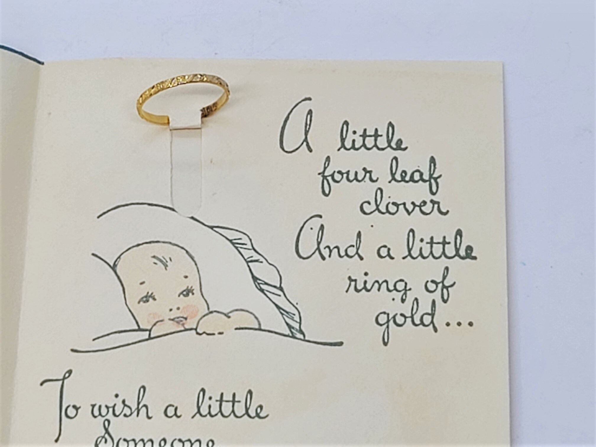 Baby Ring 10k Gold Vintage Greeting Card Baby Shower Gift 1940s 1950s Etsy