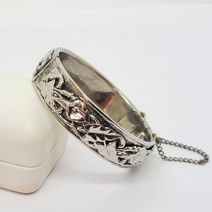 Calla Lily Bangle Bracelet Silvertone Whiting and Davis Style