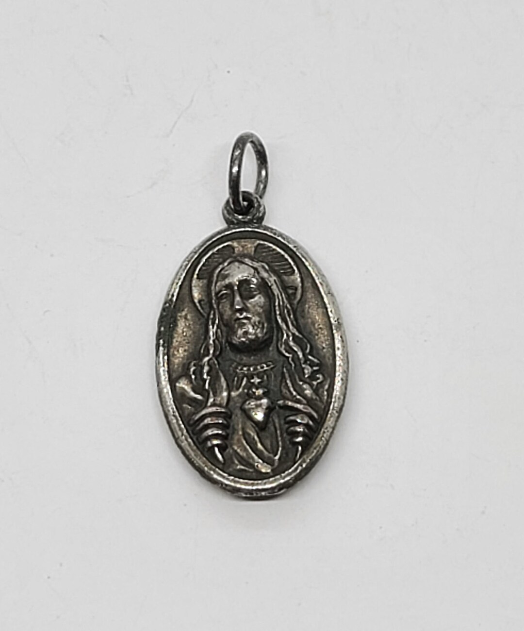 Sacred Heart of Jesus Medal Sterling Silver Italy Mary on - Etsy UK