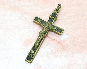 フランス アンティーク ビロード張り 十字架 アンティークフランス製黒檀製十字架：聖職者用胸十字架 - Etsy 日本