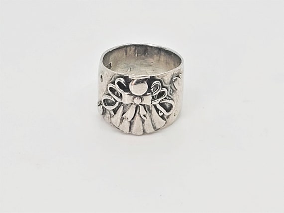 Sterling Silver Angel Ring Ange Band  Hearts Wide… - image 1