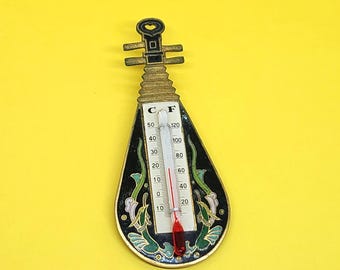 Termómetro de sobremesa de latón cloisonné de pie para trabajar