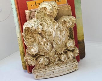 Syrocco Bookends Plume Feathers Book Ends Vintage Desk Accessory Book Lover Gift Cottage Core