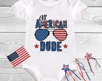 All American Dude-Independence Day, 4th of July, boys shirt