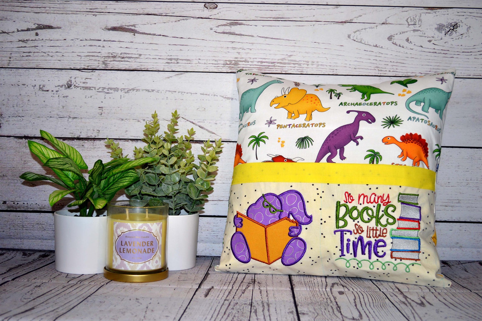 Embroidery Reading Pillow Dinosaurs Reading Pillow Birthday Etsy
