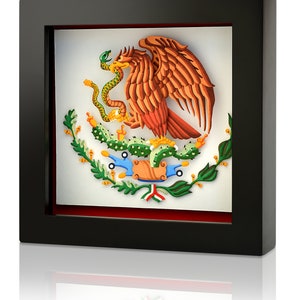 Mexican Coat of Arm, Mexican Flag Eagle and snake, Golden eagle of mexico, Mexican Art, Mexican Office Decoration, Frame customization.