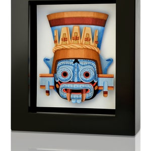 Tláloc Dios Lluvia Azteca, Tláloc Rain God Aztec, Arte messicana, Decorazione ufficio messicano, Regalo, Maschera di Tlaloc, Folclore messicano, Arte Azteca