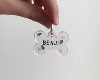 handmade custom name resin dog tag