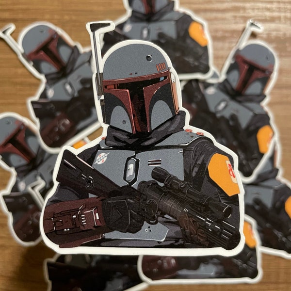 Mandalorian Boba Fett Sticker, Repainted Armor, Water Resistant