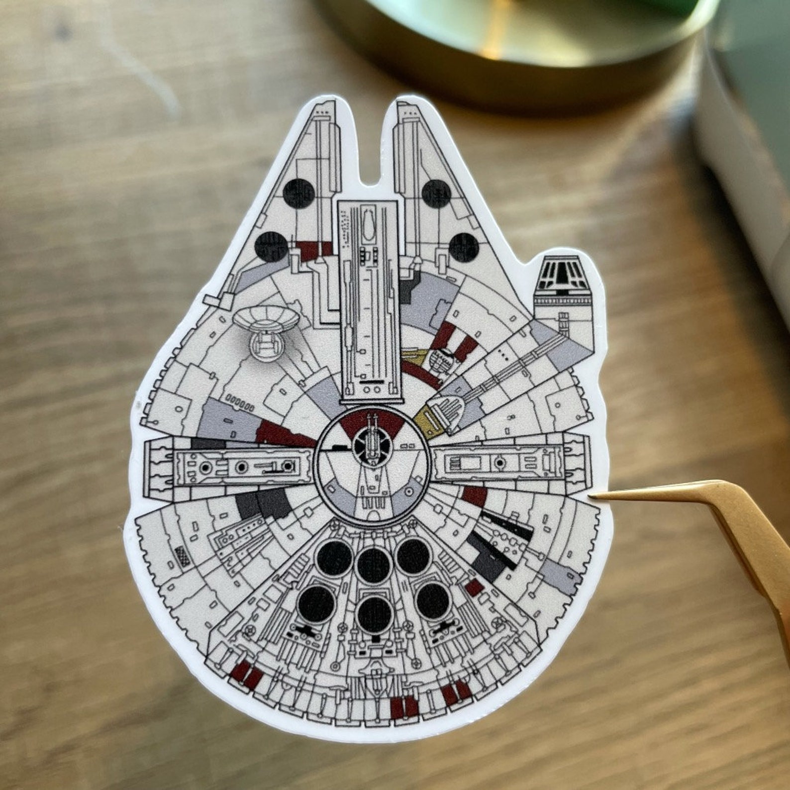 vintage millennium falcon sticker placement
