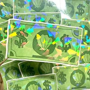 Moi premier dollar, sticker dollar bob l'éponge, sticker holographique bob l'éponge, sticker peint bob l'éponge dollar, lot d'autocollants moi premier dollar